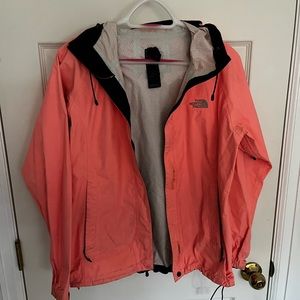 Coral NorthFace rain jacket